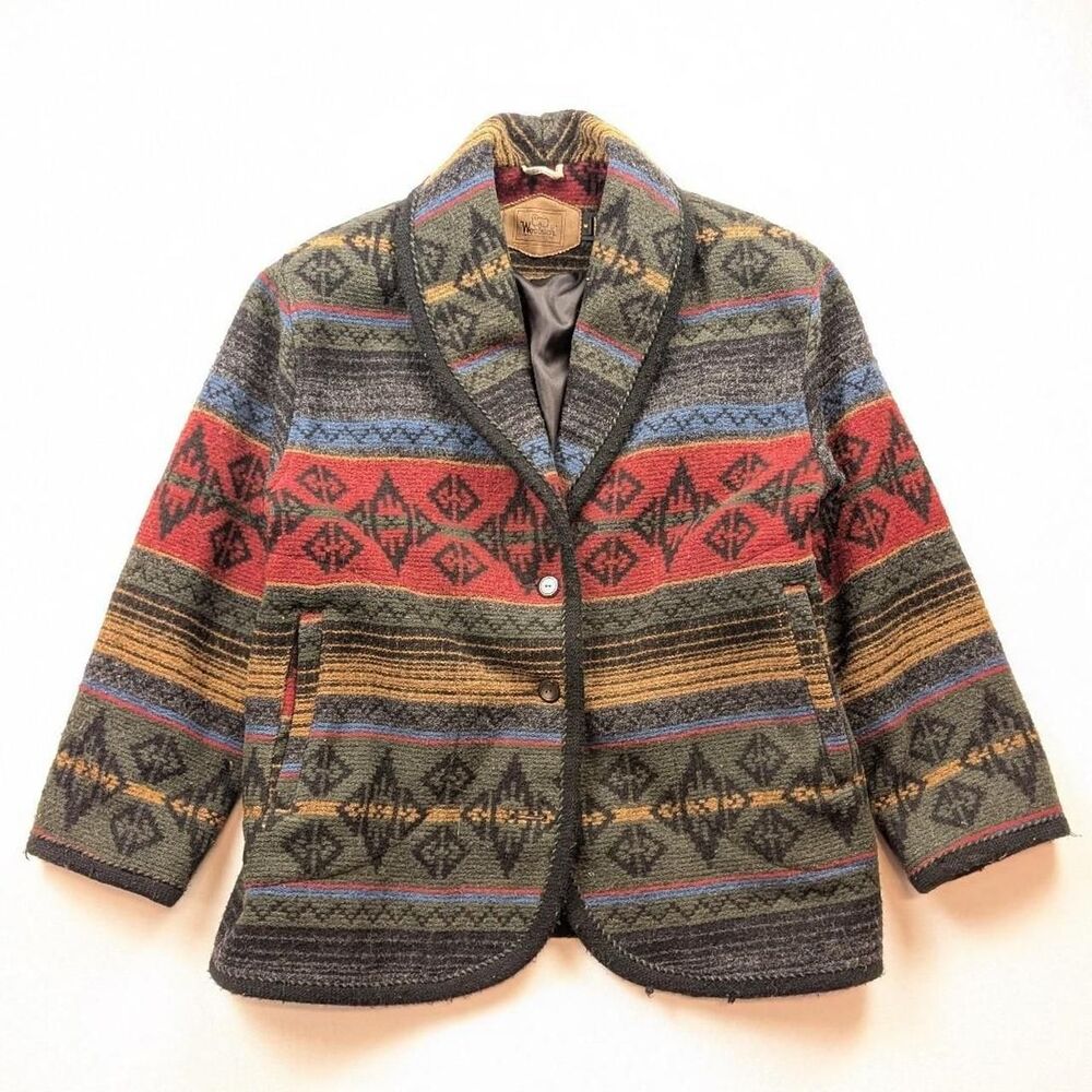 Vintage Woolrich Jacket Southwest Aztec Wool USA Made Size Medium